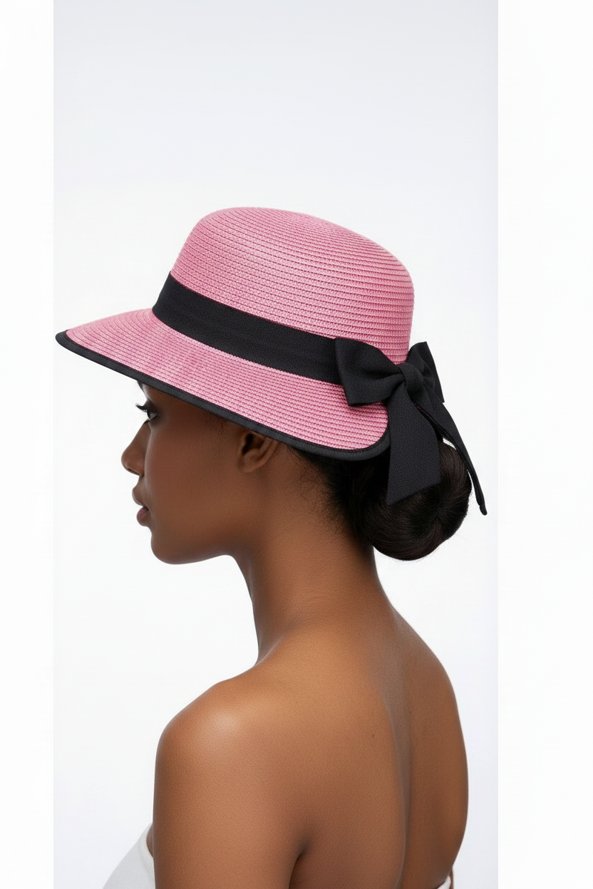 Bow at the Back Scalloped Brim Crochet Bucket Hat