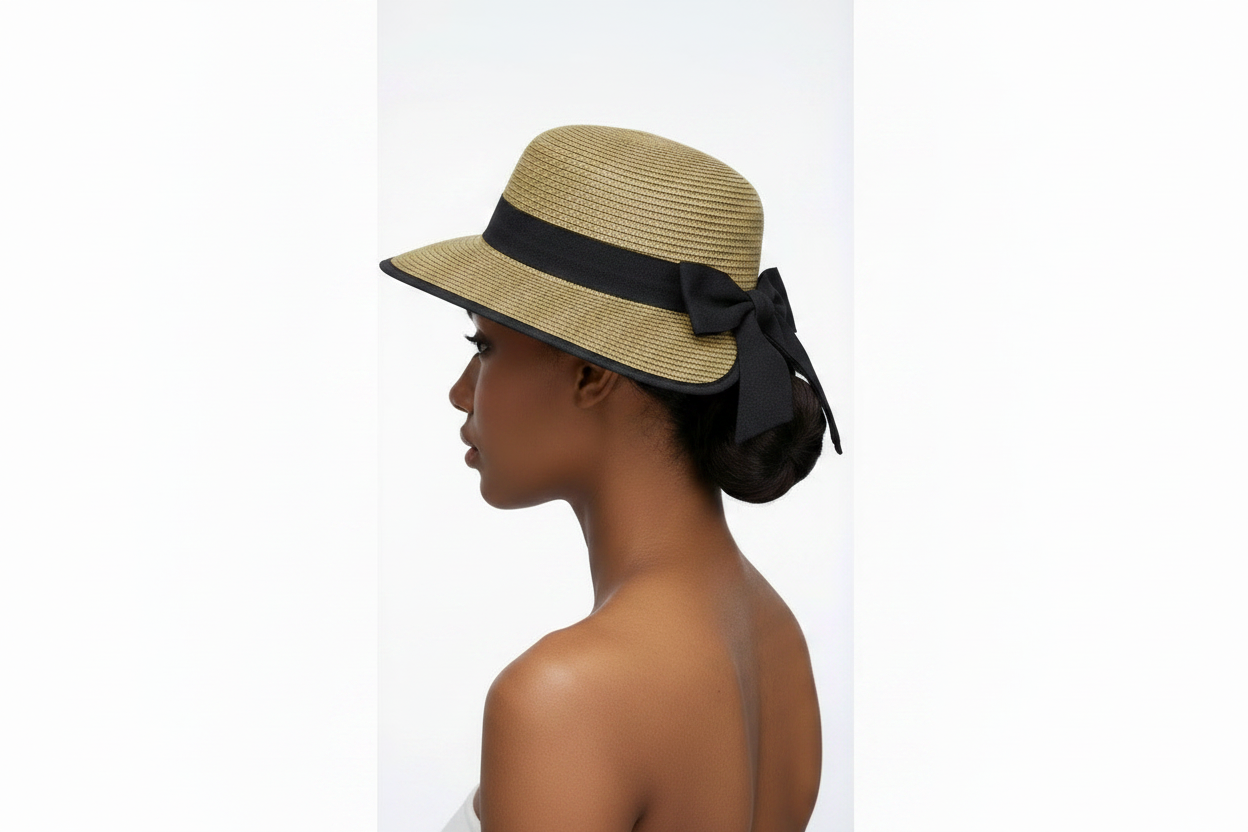 Bow at the Back Scalloped Brim Crochet Bucket Hat