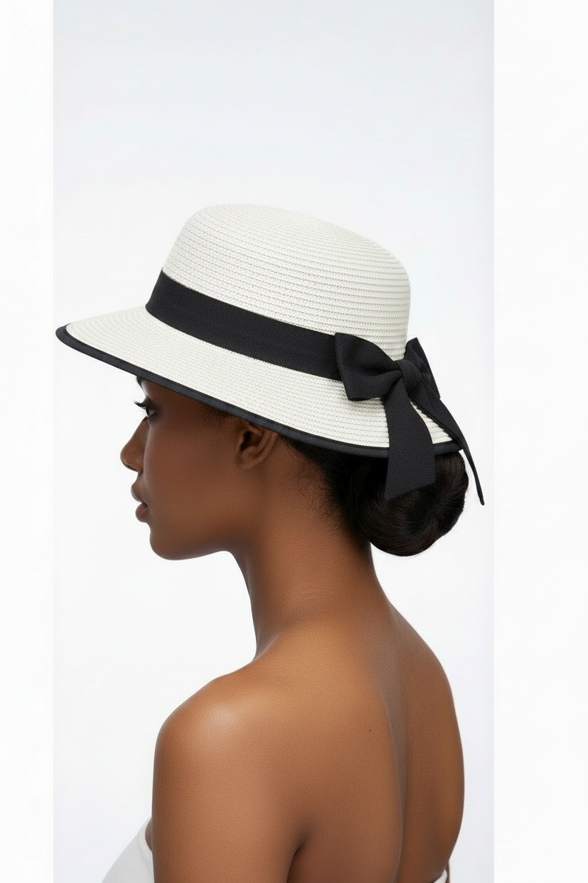 Bow at the Back Scalloped Brim Crochet Bucket Hat