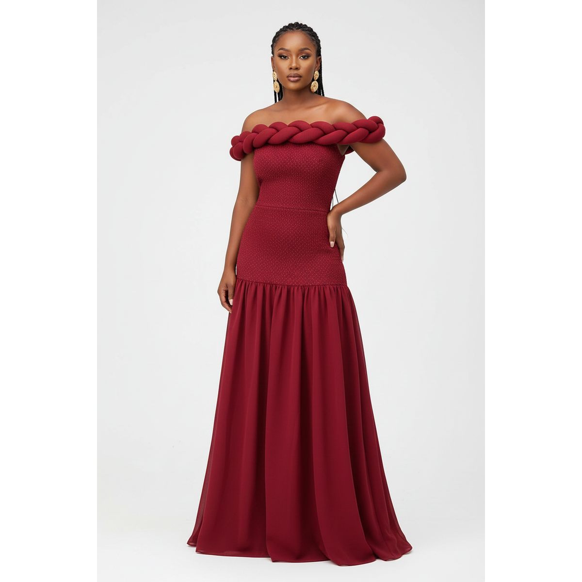 Off-Shoulder Corset Maxi Dress – Sleeveless Evening Gown