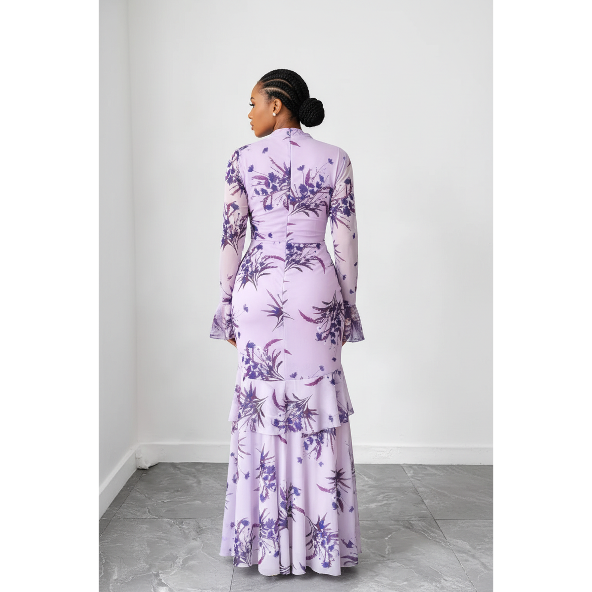 Tropical Pink Floral Tiered Maxi Dress