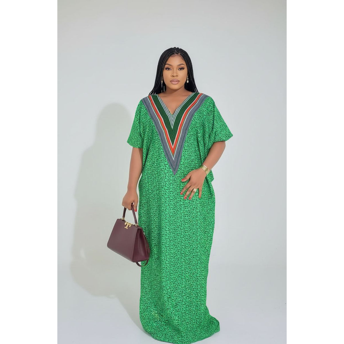 Plus Size Cotton Kaftan Maxi Dress – Breathable Summer Style