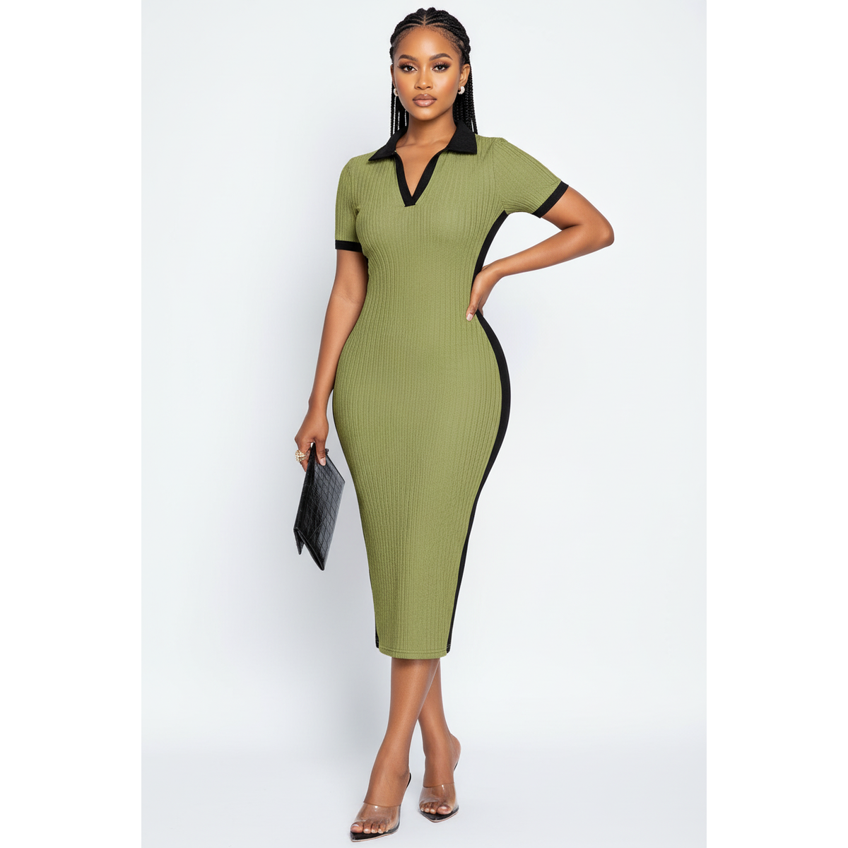 Women's Collar Neck Shirt Midi Dress – Relaxed Summer Style