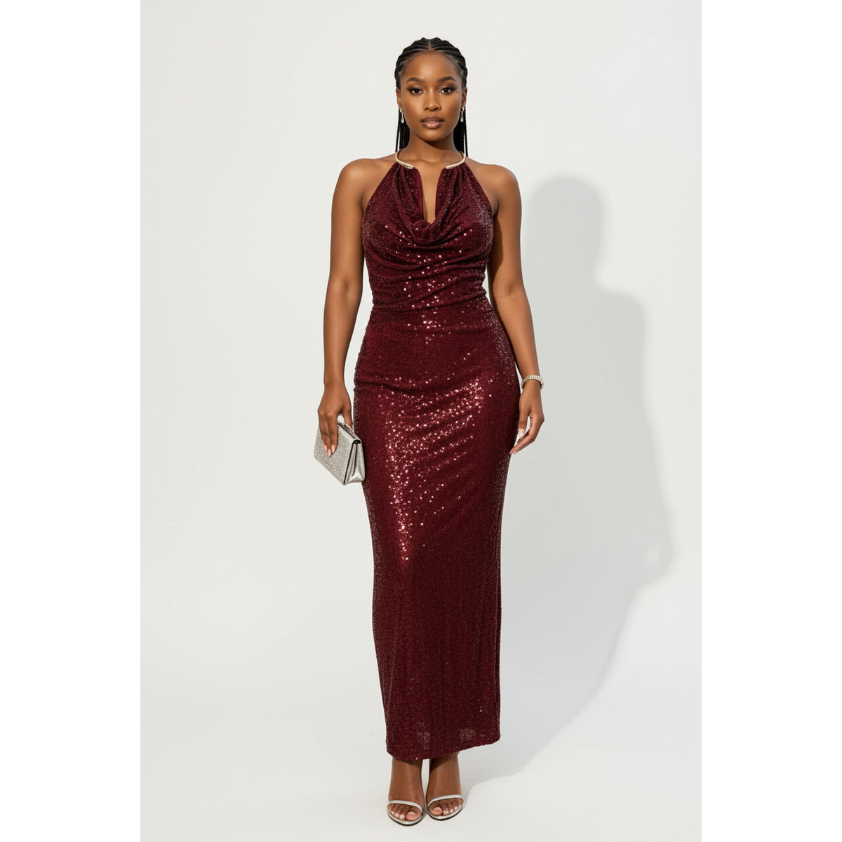 Sleeveless Sequin Evening Gown