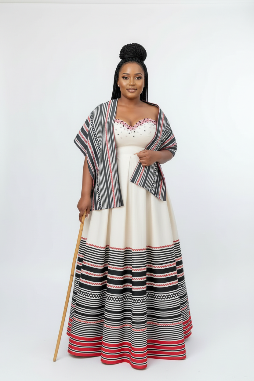 Ivory Beaded Sweetheart Traditional Maxi Dress