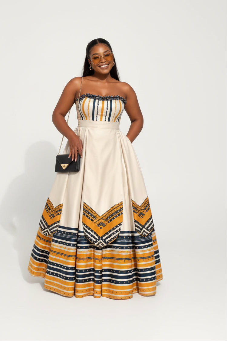 Strapless African Print Maxi Dress – Traditional Ankara Evening Gown