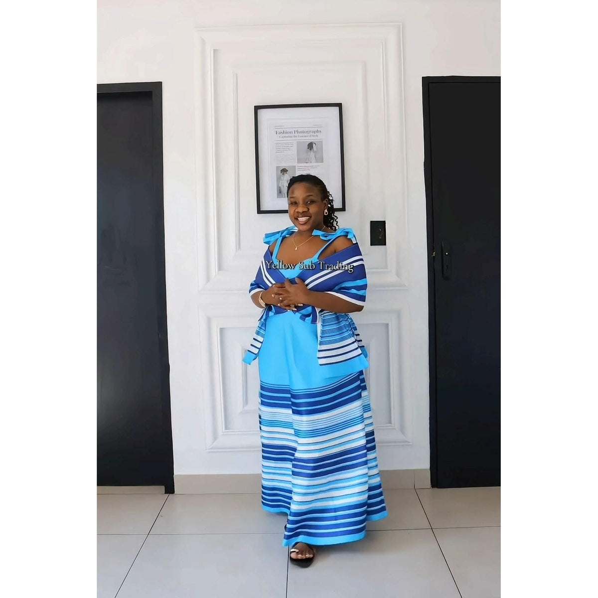 African Stripe Print Tube Thin Strap Bodycon Ankara Dress