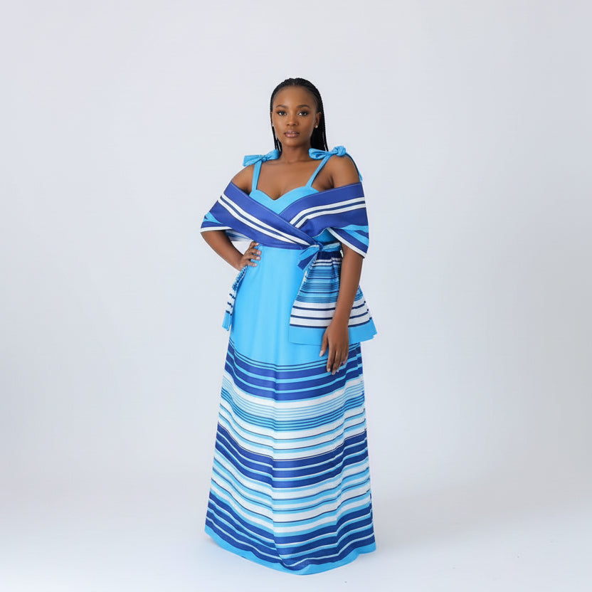 African Stripe Print Tube Thin Strap Bodycon Ankara Dress