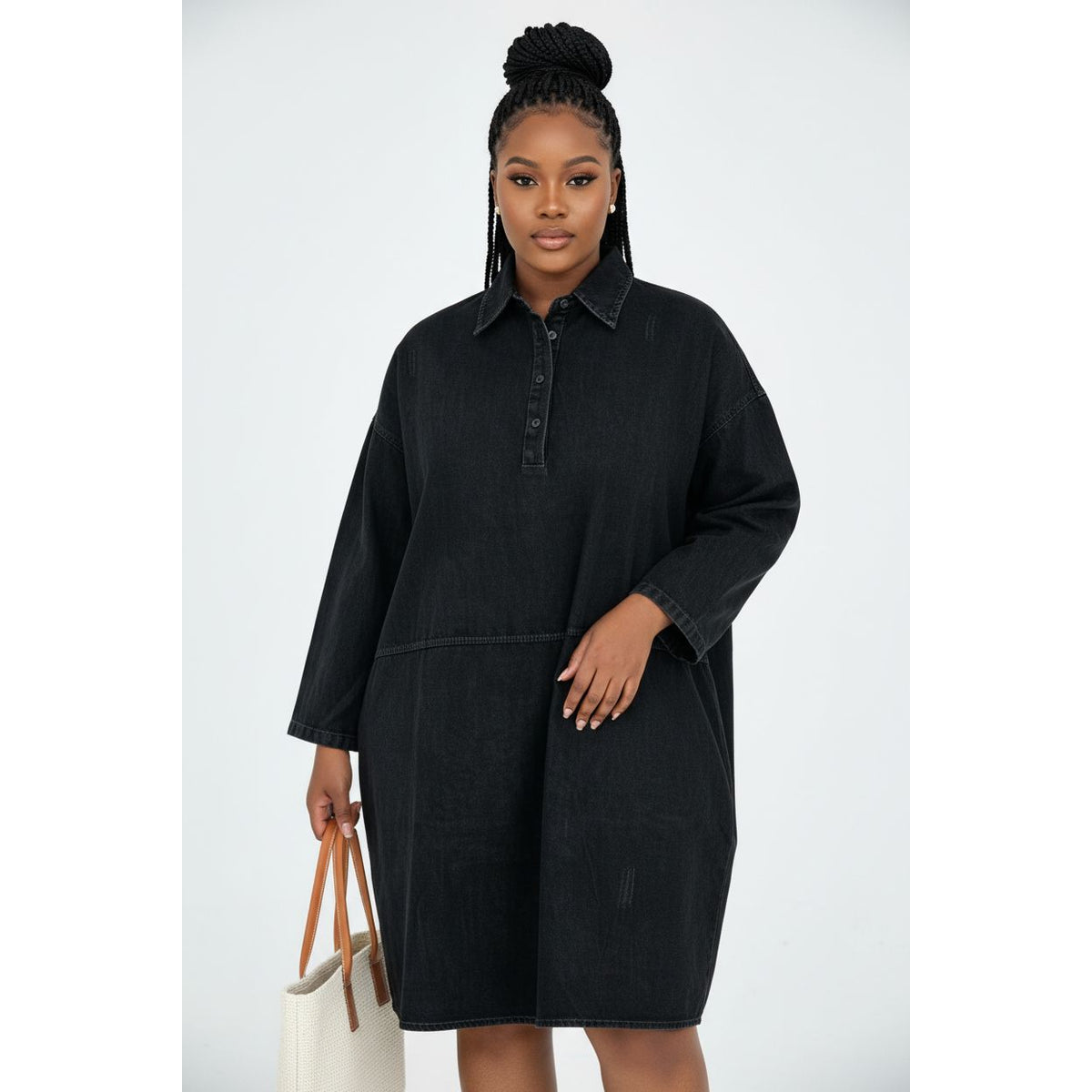 Oversized Denim Shirt Relaxed Casual Denim Dress
