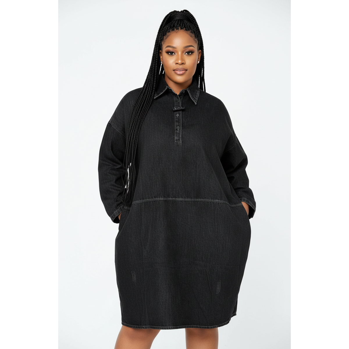 Oversized Denim Shirt Relaxed Casual Denim Dress