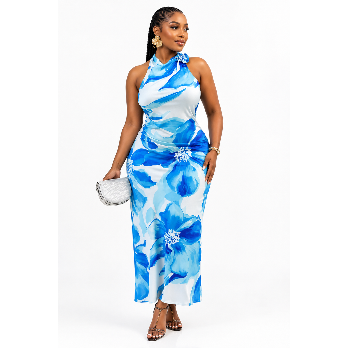 Floral Halter-Neck Maxi Dress