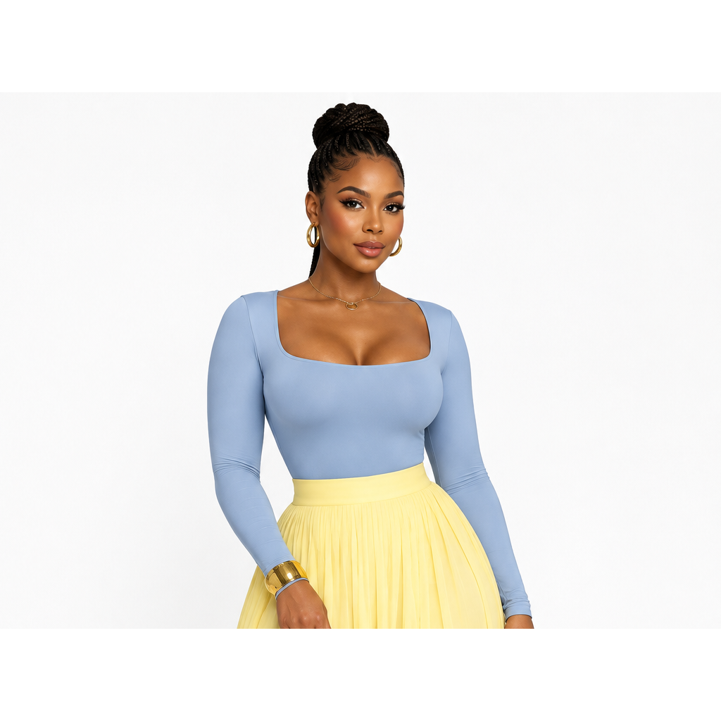 Long-Sleeve Square Neckline Top – Chic Everyday Essential