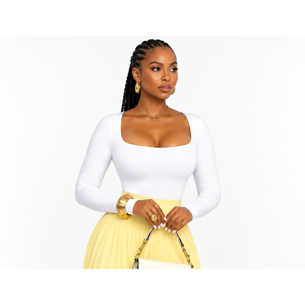 Long-Sleeve Square Neckline Top – Chic Everyday Essential