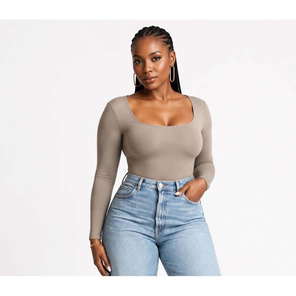 Long-Sleeve Square Neckline Top – Chic Everyday Essential