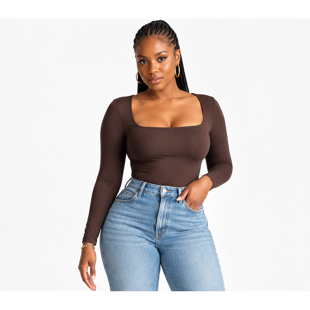 Long-Sleeve Square Neckline Top – Chic Everyday Essential