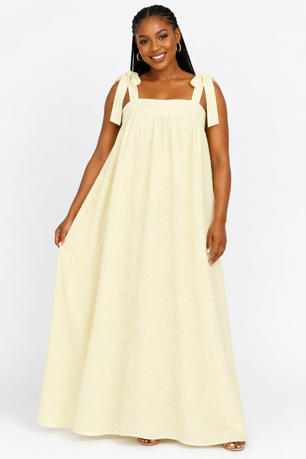 Plus-Size Square-Neck Maxi Dress – Elegant Curvy Maxi Dress for Women