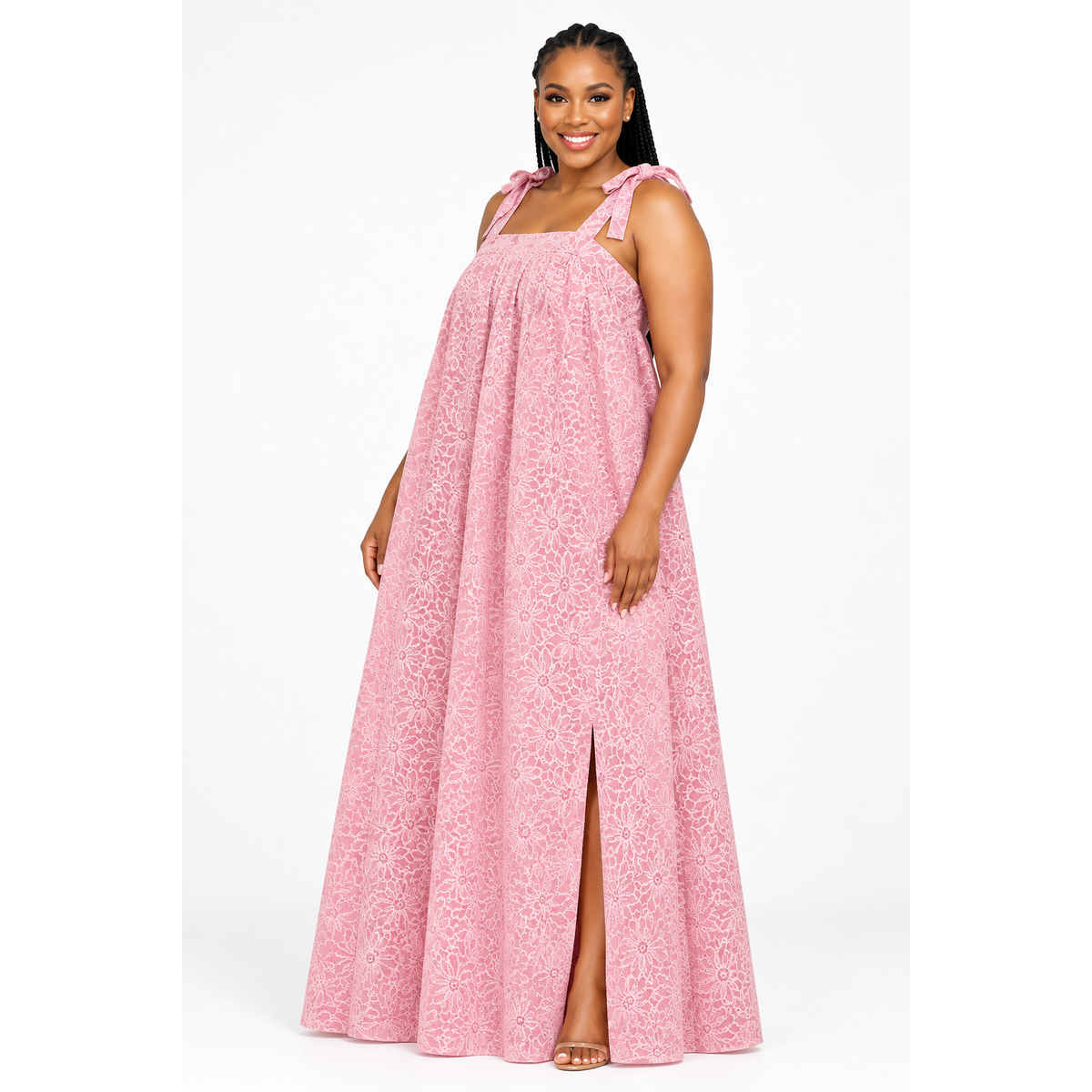 Plus-Size Square-Neck Maxi Dress – Elegant Curvy Maxi Dress for Women