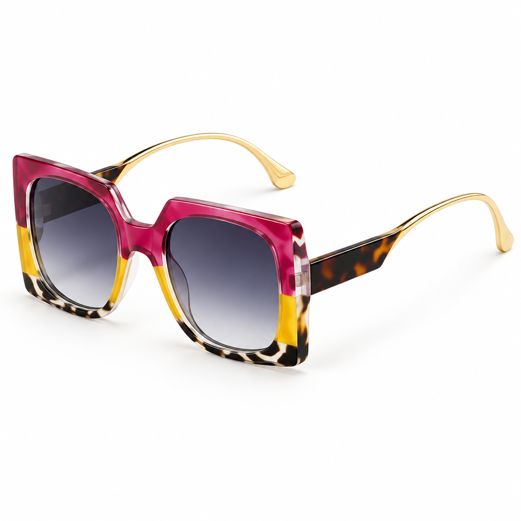 Oversized Square Sunglasses – Multicolour & Leopard Print