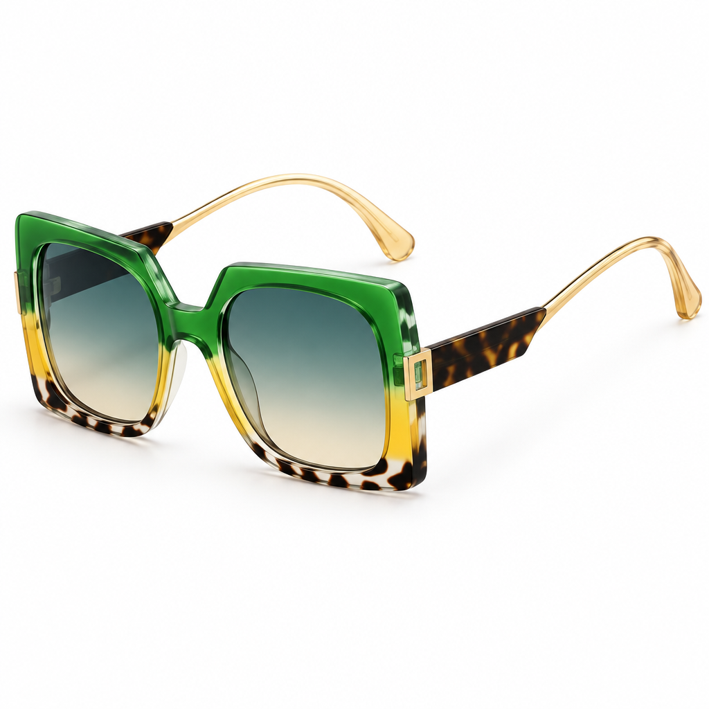 Oversized Square Sunglasses – Multicolour & Leopard Print