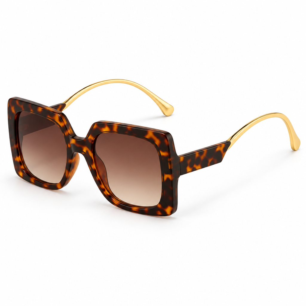 Oversized Square Sunglasses – Multicolour & Leopard Print