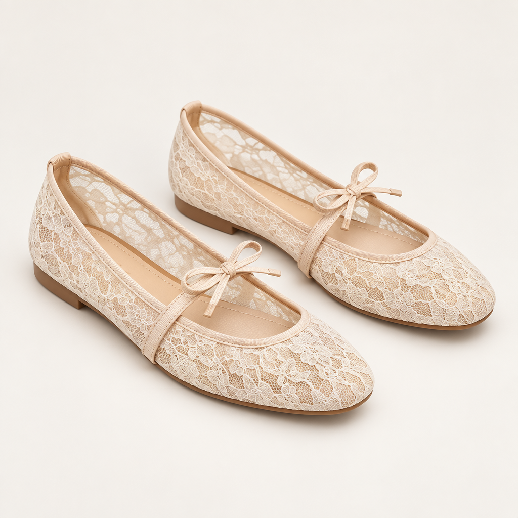 Elegant Bow Strap Square Toe Flat Shoes