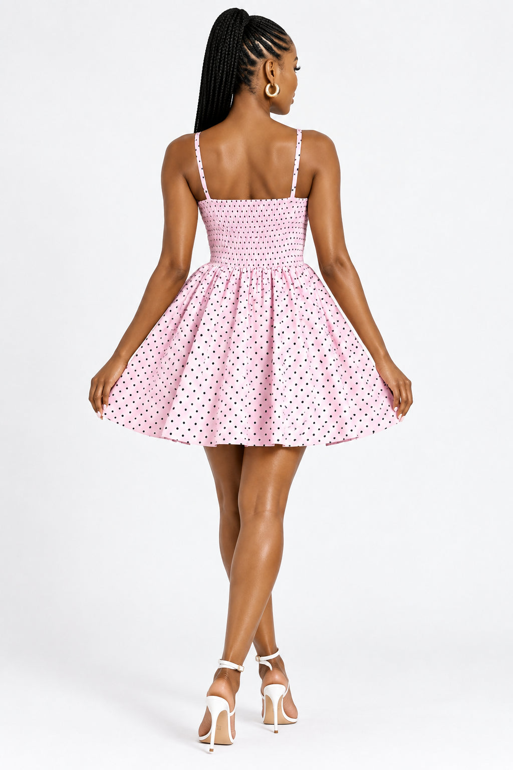 Polka Dot Tie-Front Fit-and-Flare Flirty Skater Mini Dress
