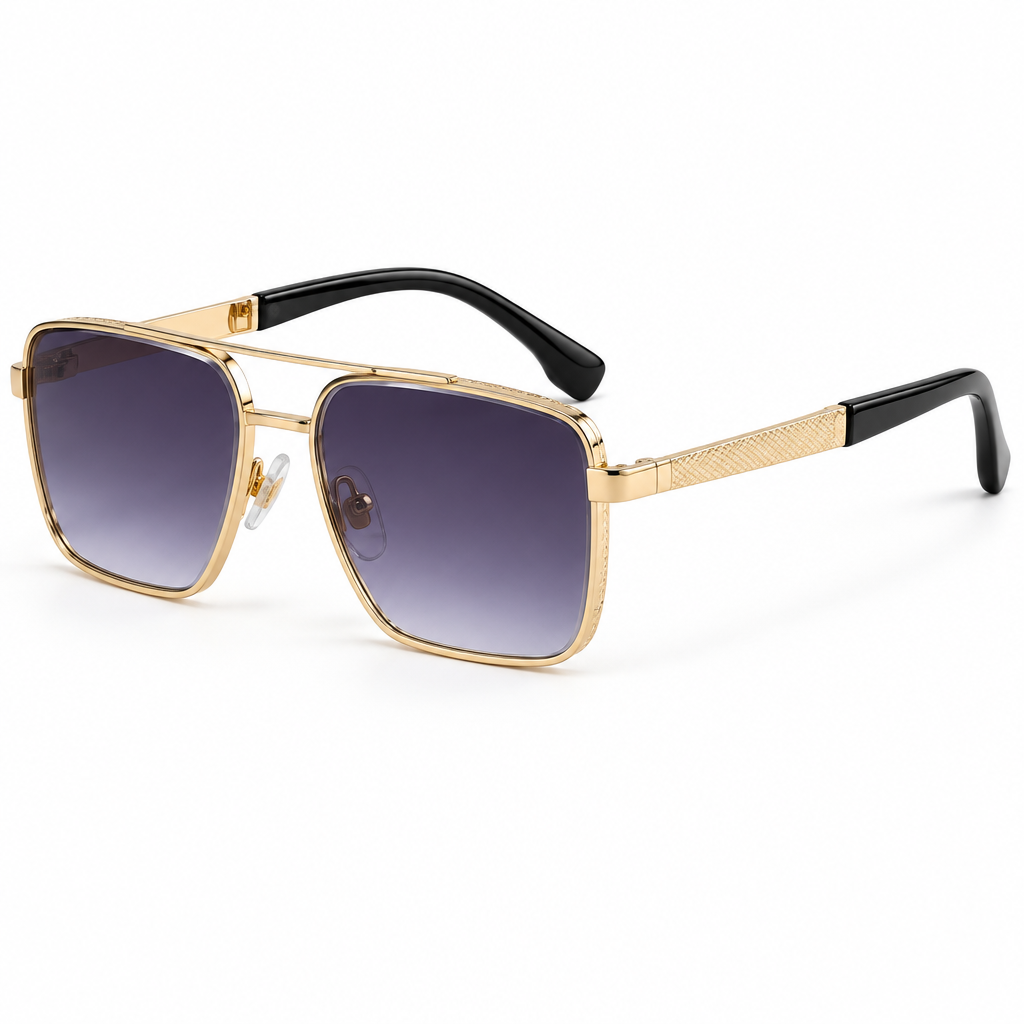 Retro Square Double Brow-Bar Sunglasses – Metal Frame