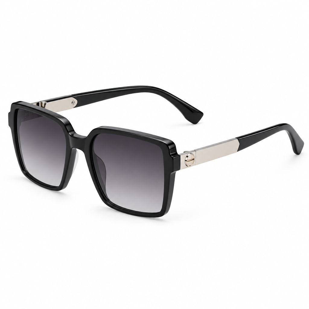 Retro Square Double Brow-Bar Sunglasses – Metal Frame