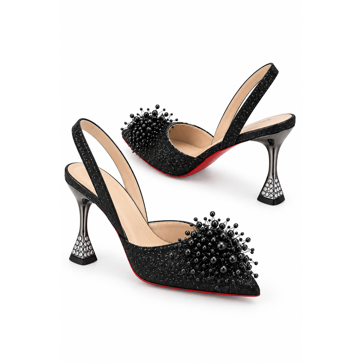 Pointed-Toe Slingback Mid-Heel Shoes