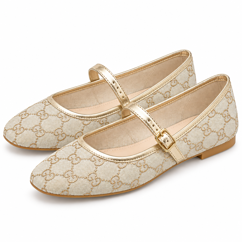 Sheer Mesh Patterned Mary Jane Flats