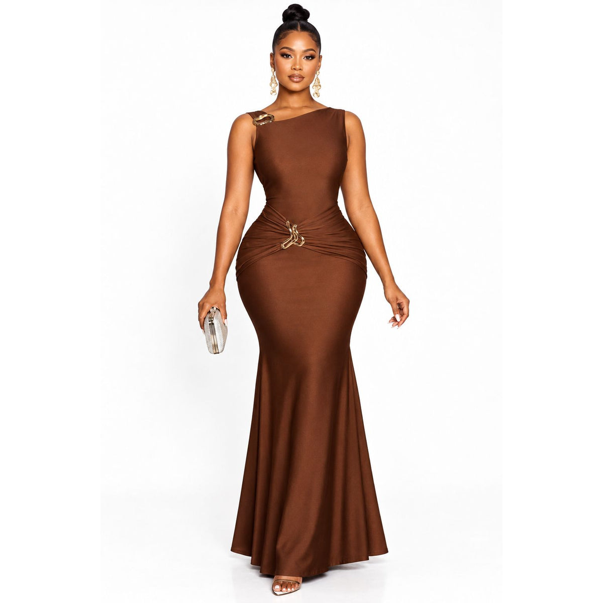 Sleeveless Ruched Maxi Dress