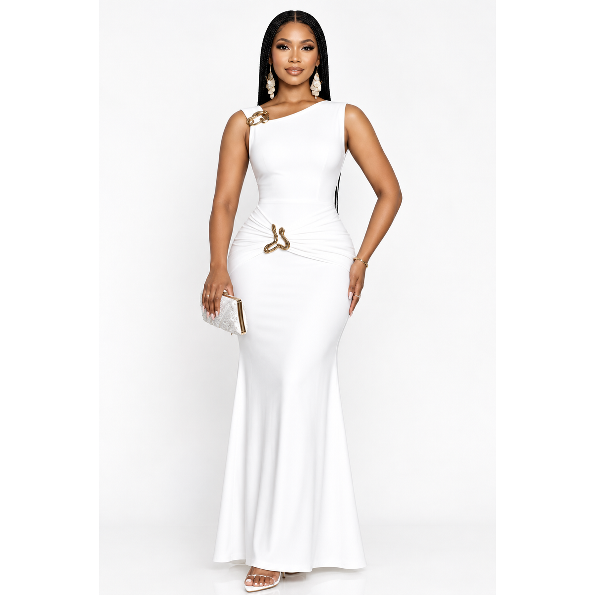 Sleeveless Ruched Maxi Dress