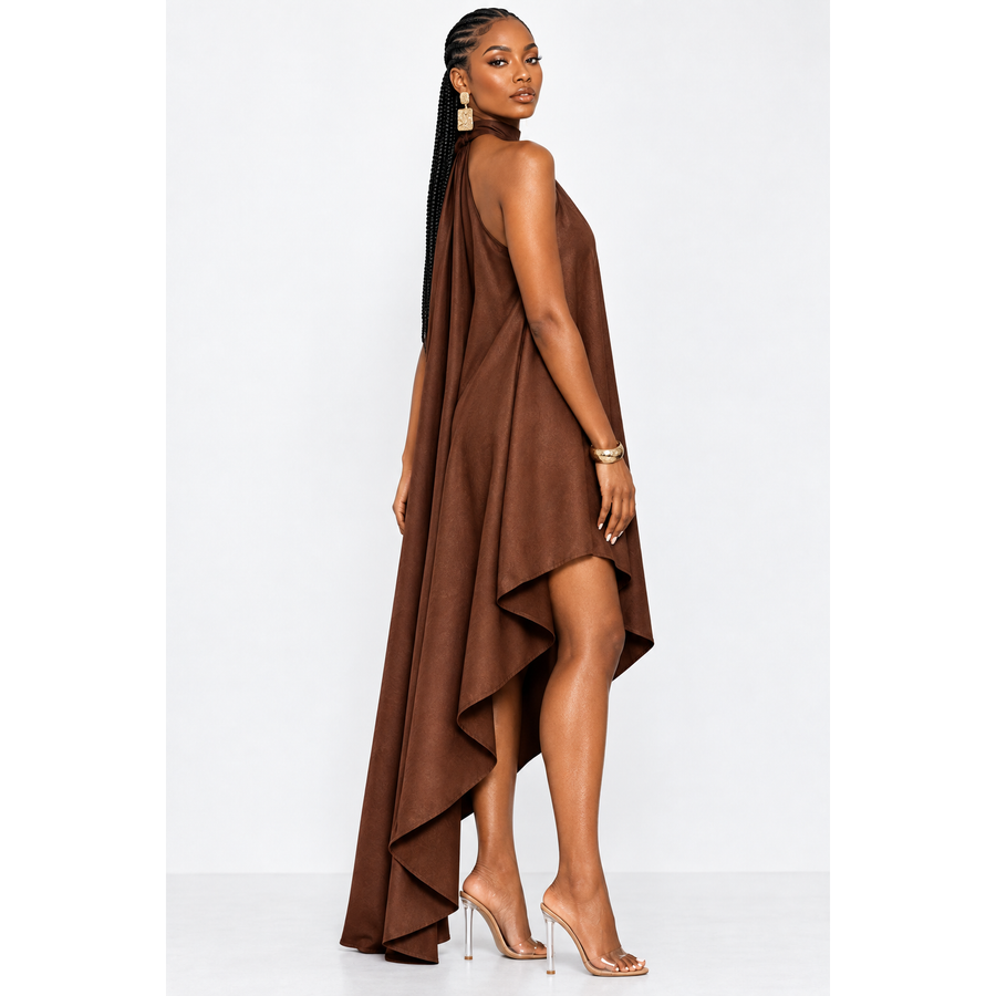 Asymmetric Halter Chiffon Dress