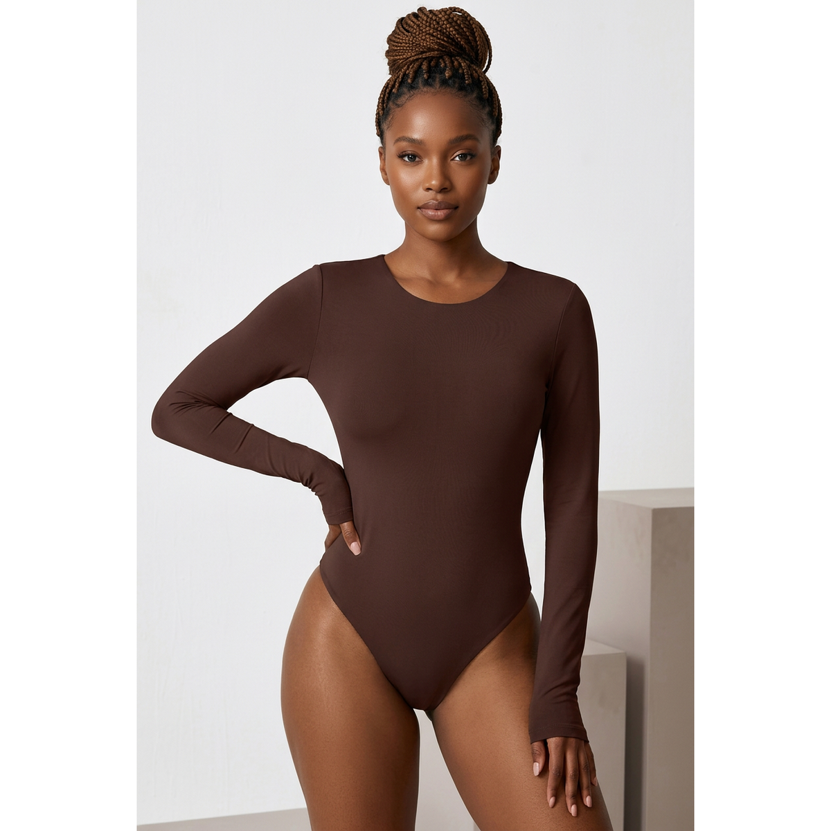 Long Sleeve Round Neck Slim-Fit Bodysuit