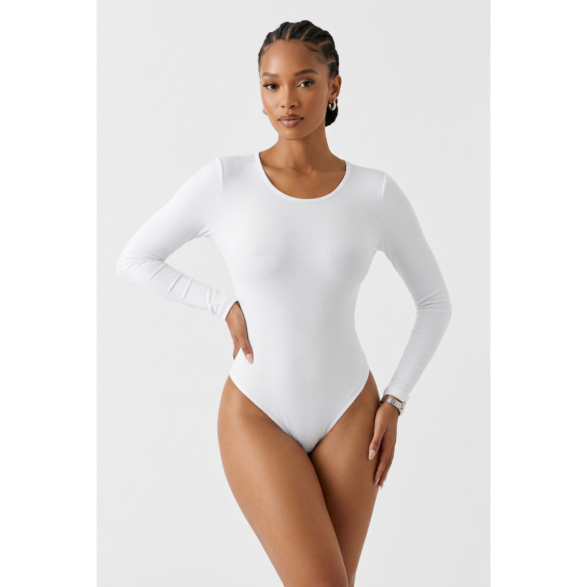 Long Sleeve Round Neck Slim-Fit Bodysuit