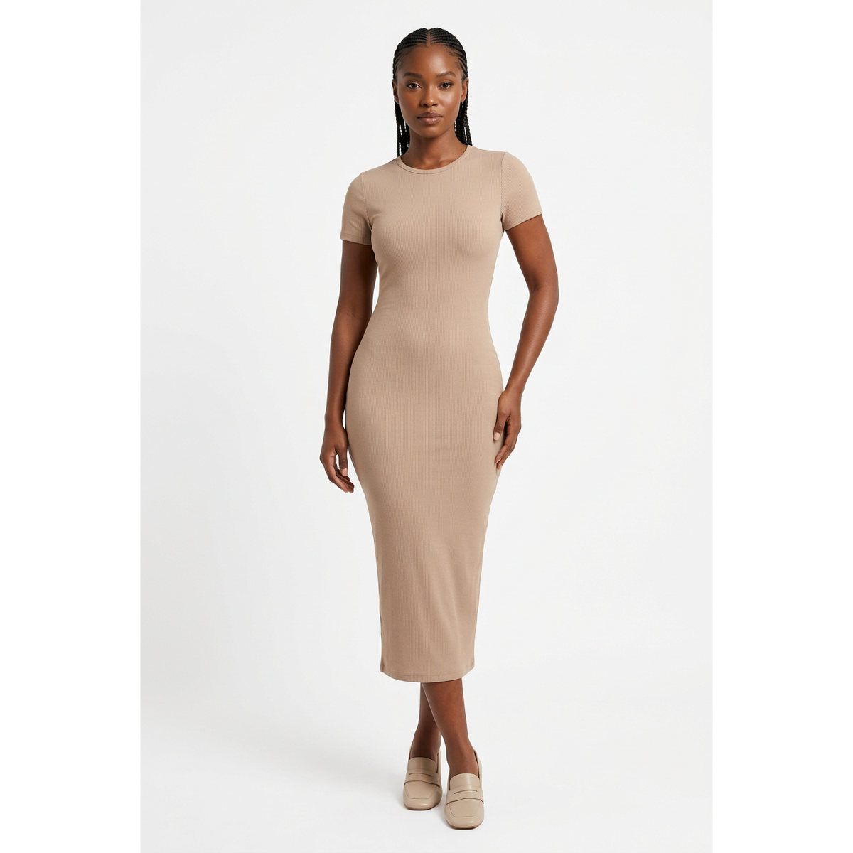 Short Sleeve Round Neck Bodycon Maxi Dress
