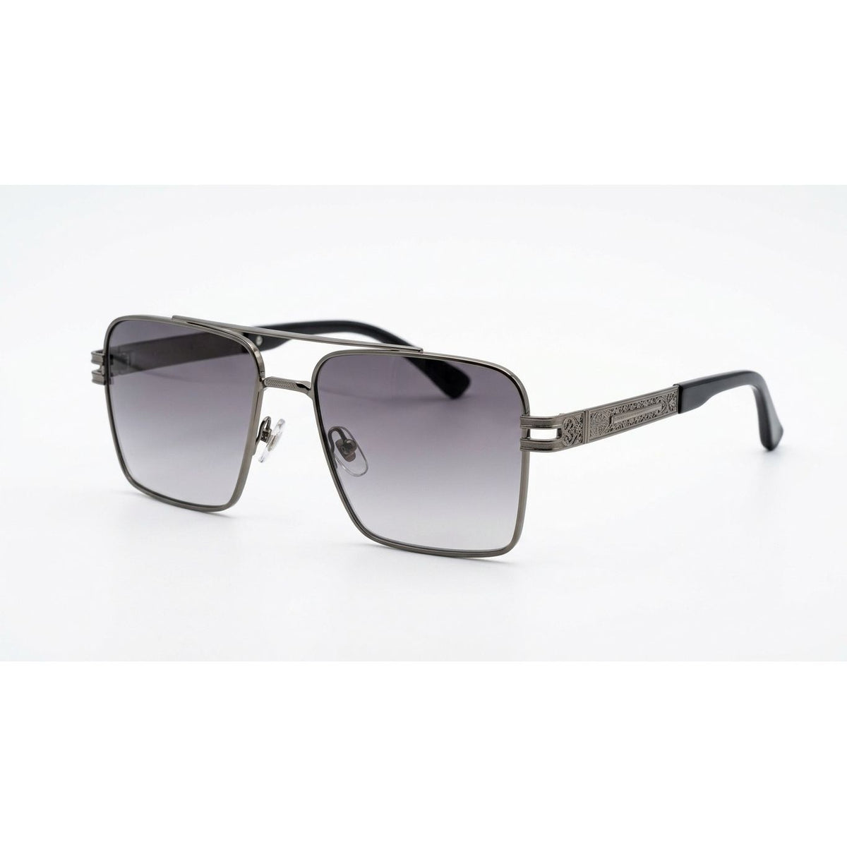 Square Metal Aviator Sunglasses with Gradient Lenses
