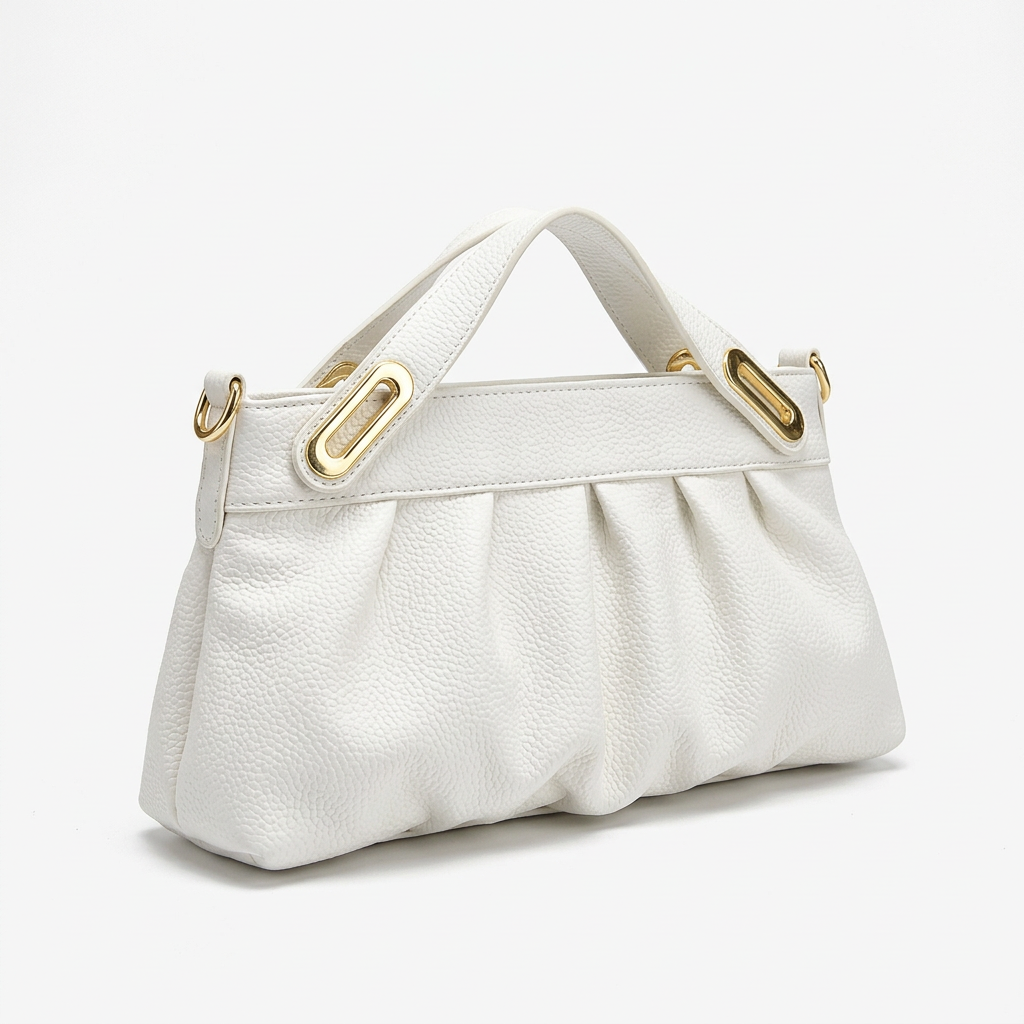 Pleated Top-Handle Handbag with Crossbody Strap