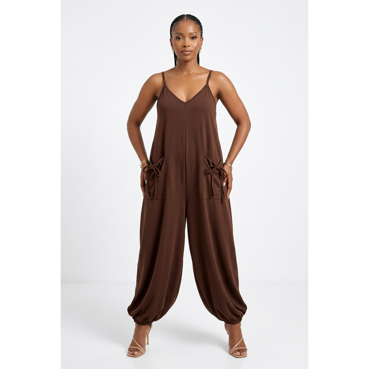 Relaxed Balloon-Leg Jumpsuit with Drawstring Pockets