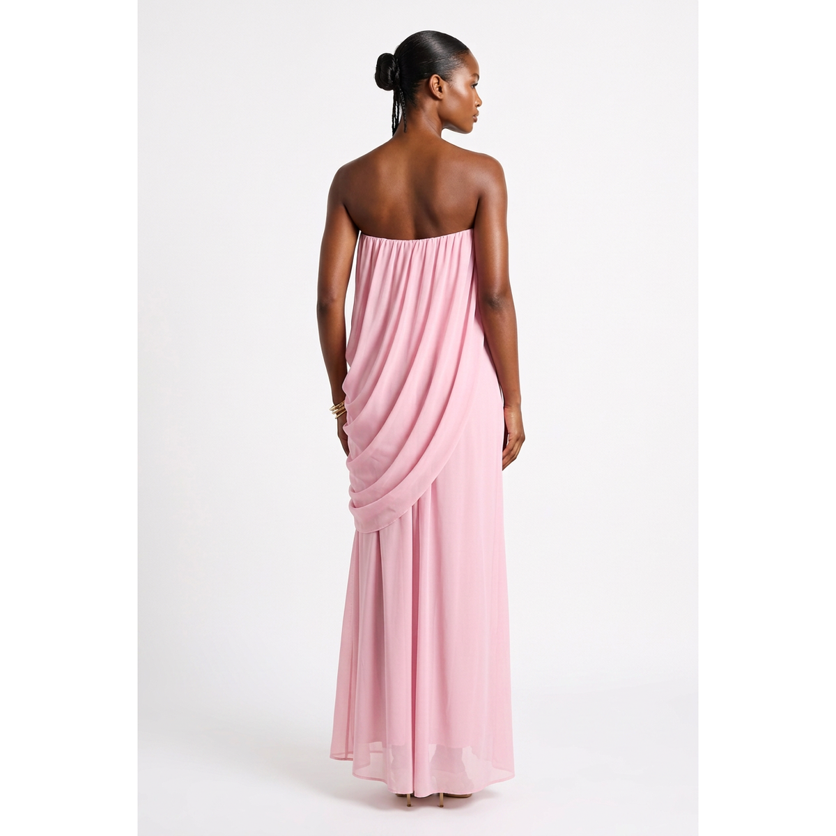 Strapless Draped Maxi Dress