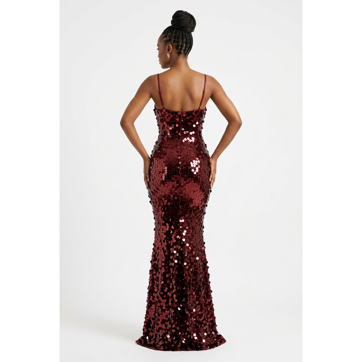 Plunge-Neck Sequin Mermaid Maxi Dress