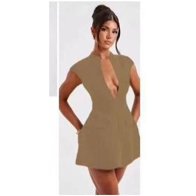V-Neck Bubble Mini Dress