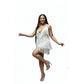 Fringe Detailed V-Neck Mini Dress