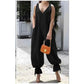 Loose Cold Shoulder V-Neck Jumpsuits