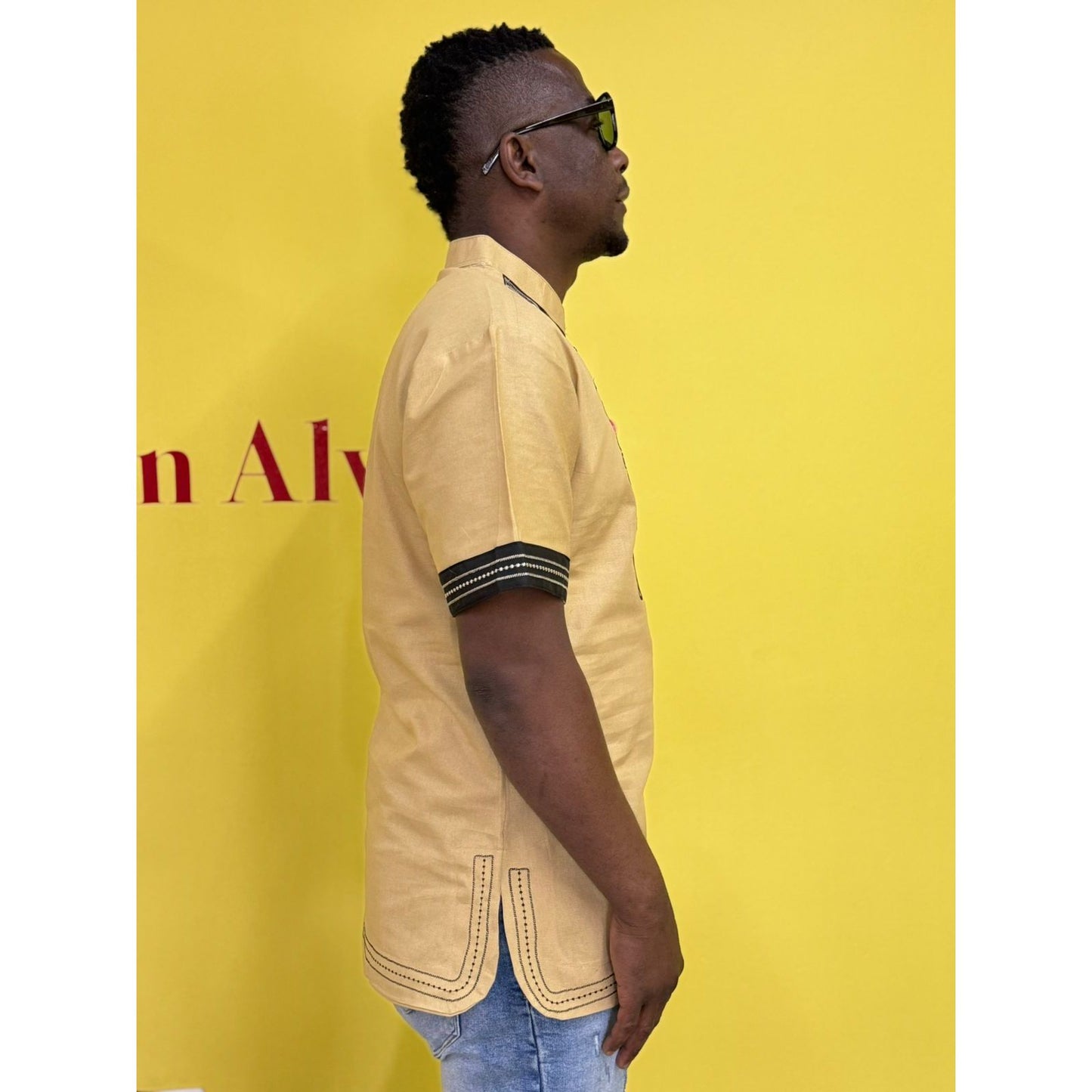 Mens African Vintage Embroidered T-Shirt