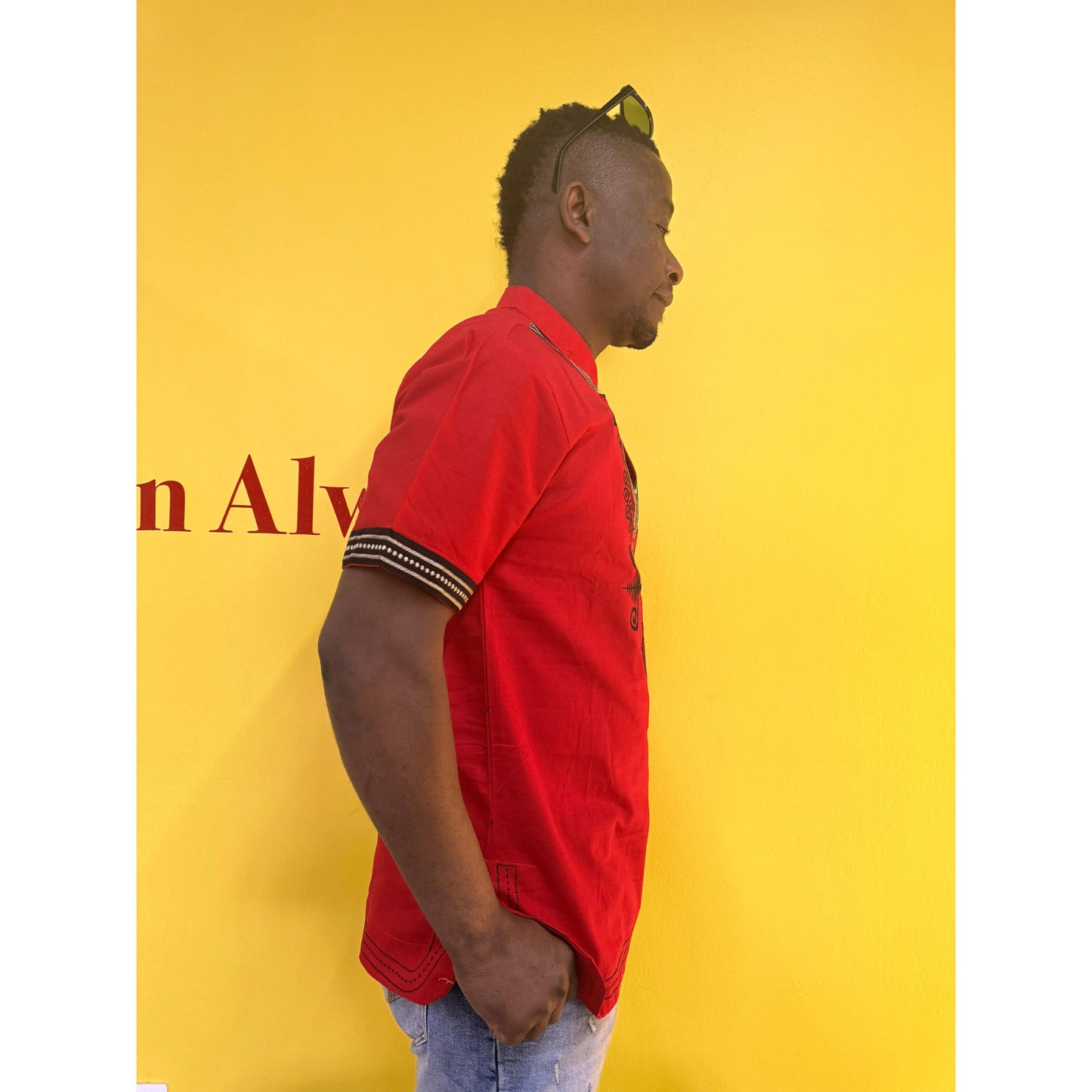 Mens African Vintage Embroidered T-Shirt