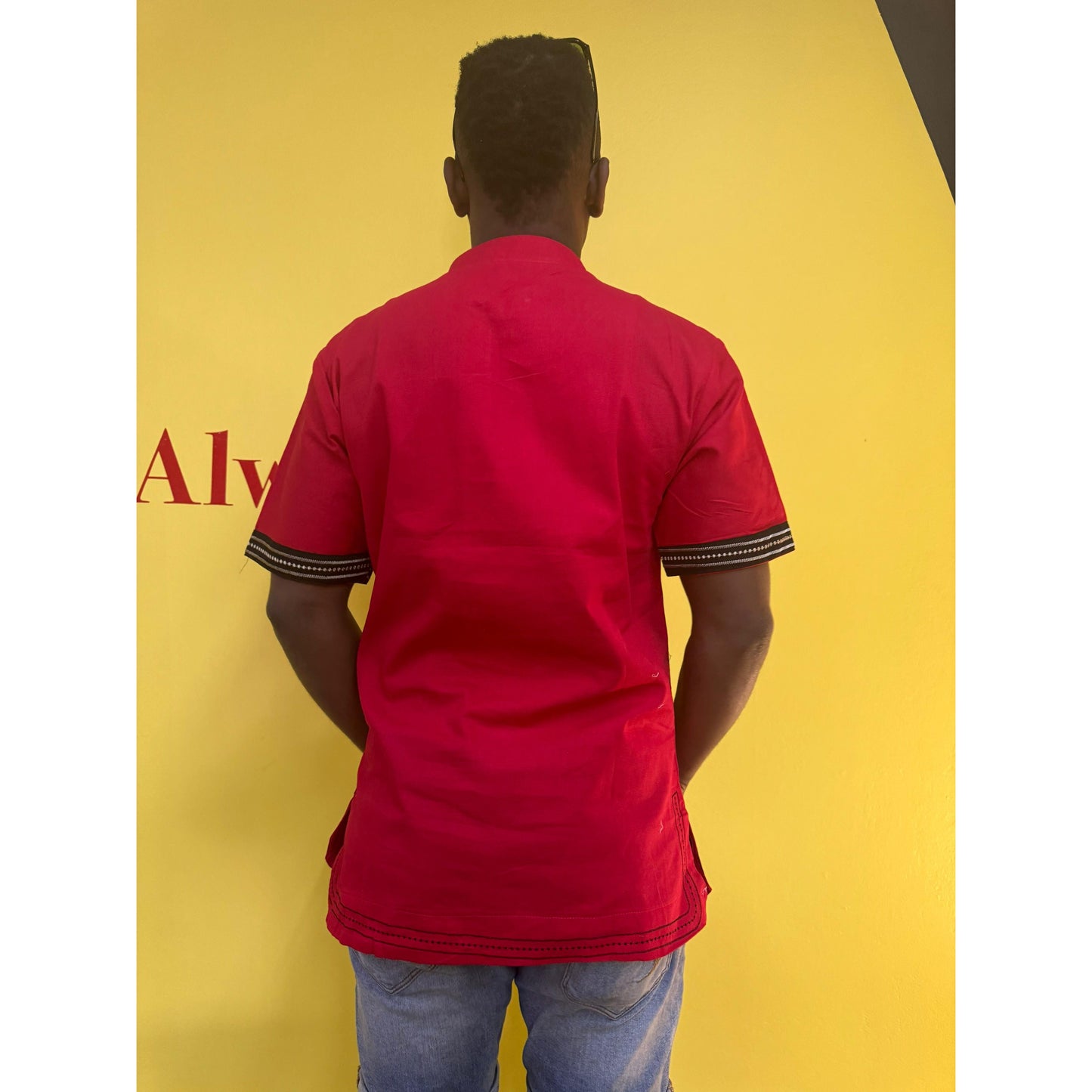 Mens African Vintage Embroidered T-Shirt