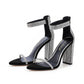 Open Toe Chunky Heel Rhinestone  Sandals.