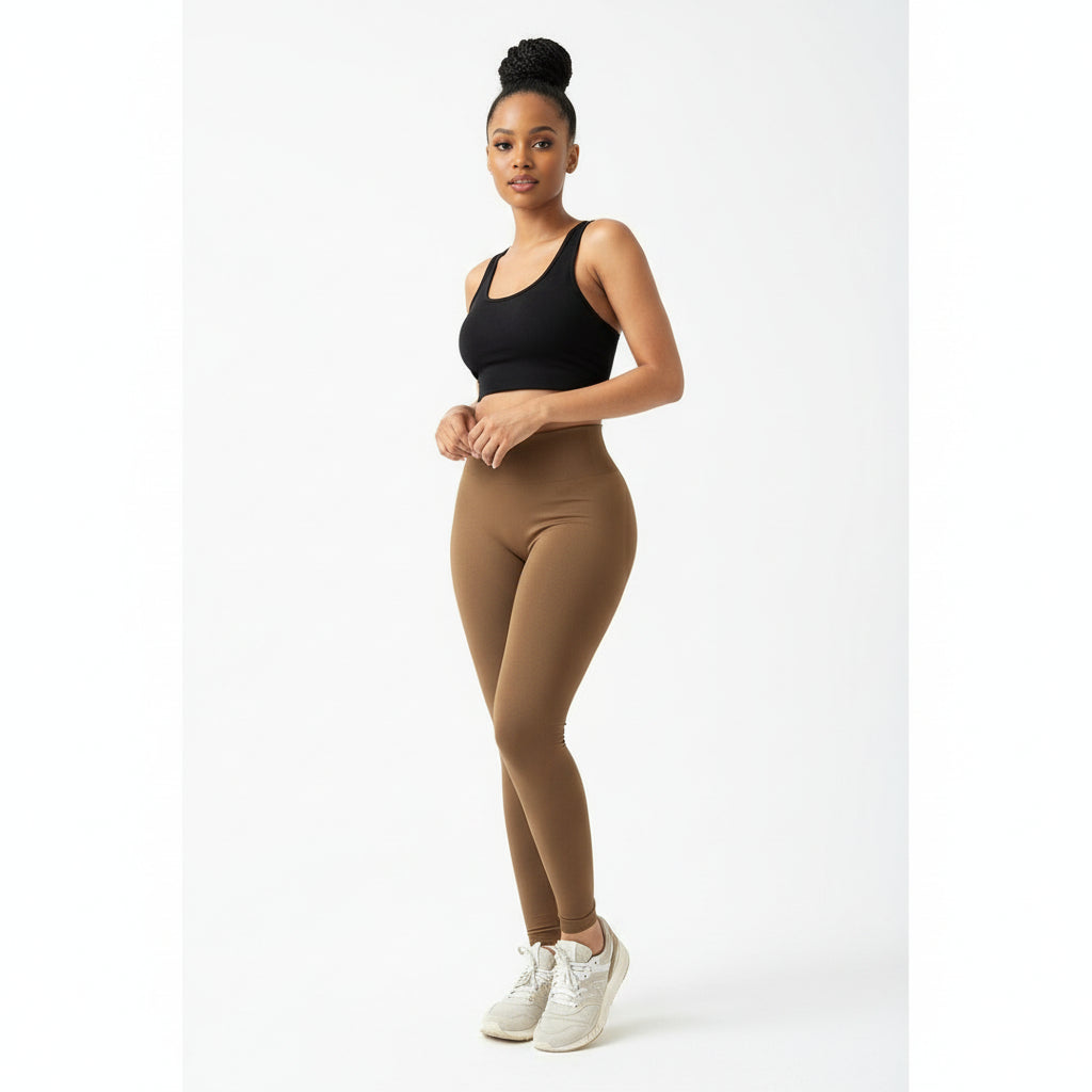 Butt Lift Gym Tights Ribbed Booty Butt Scrunch Leggings.