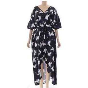 V-Neck Long Sleeve Formal Maxi Slit Dress for Women.